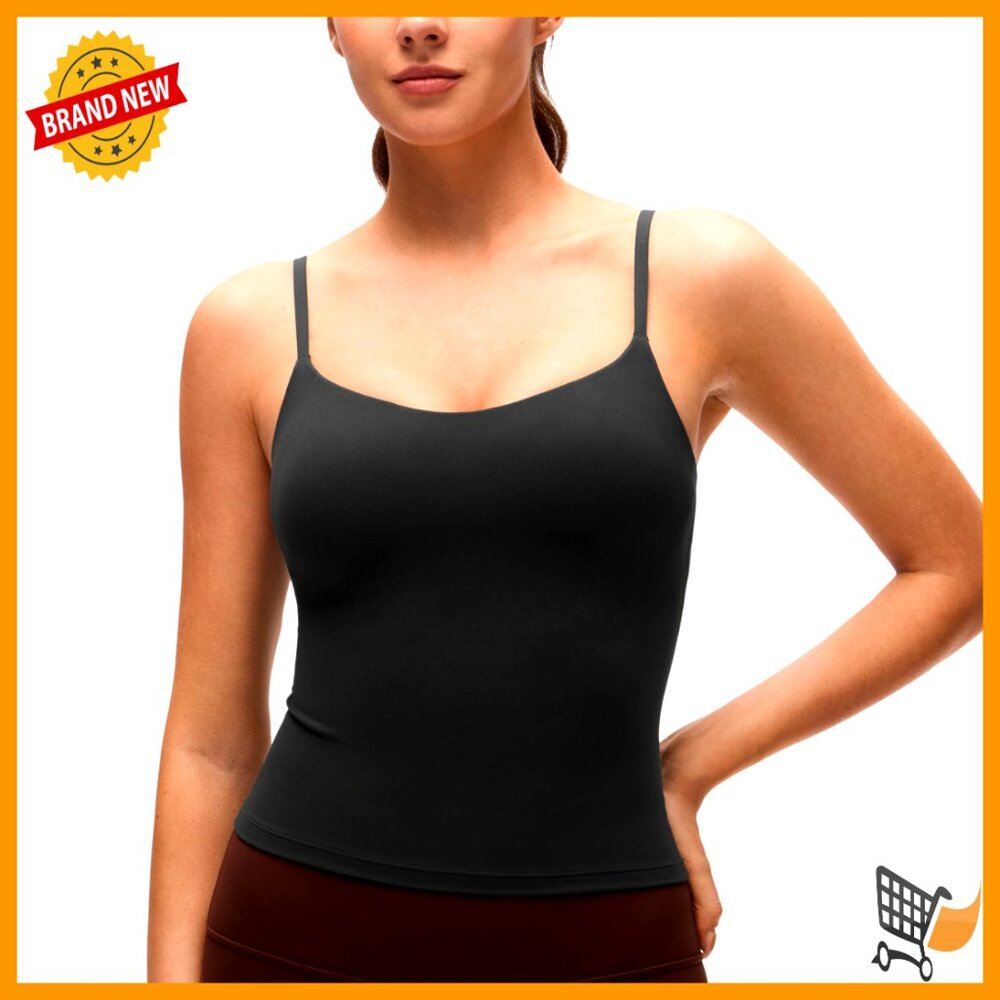 Butterluxe Adjustable Strap Tank Top Built-In Shelf Bra Yoga Lounge Crop